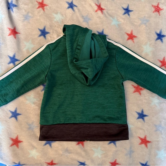 adidas Green and Black Sweatshirt with Hood and Striped Sleeves, Size 12 months - Picture 4 of 4